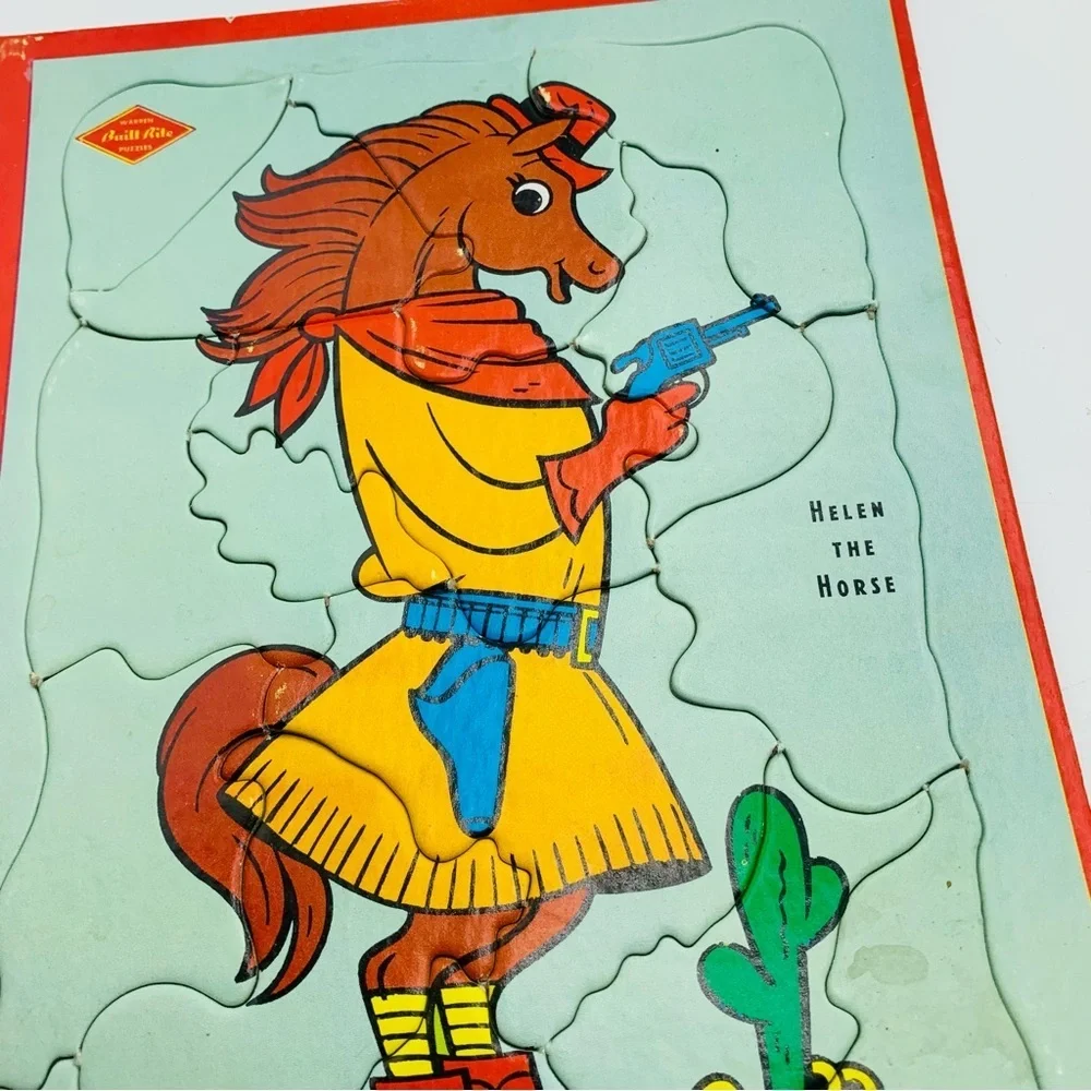 Vintage Built-Rite Animal Tray Puzzles – Set of 3 (Percy Panda, Sammy Squirrel)